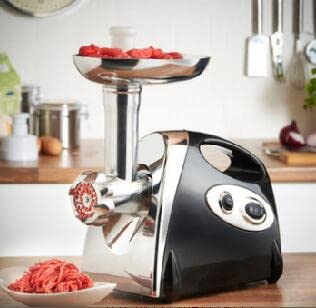 KinHall Elektrisch Fleischwolf 800W/2800W Edelstahl Wurstfüller Wurstmaschine + Zubeh Elektrisch Fleischwolf mit Metall-Getriebe Wurstmaschine Wurstfüller Wurstaufsatz Edelstahl (Schwarz)