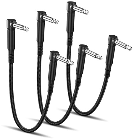 RUXELY 6.35mm Gitarren Patchkabel 0.3M 3Pack,90 Grad 1/4 Stecker Instrument Pedal Kabel,30CM Guitar Klinkenpatchkabel,Winkel Patch Cable für Gitarreneffekte,Gitarre/Bass Effektpedale,Pedalboard