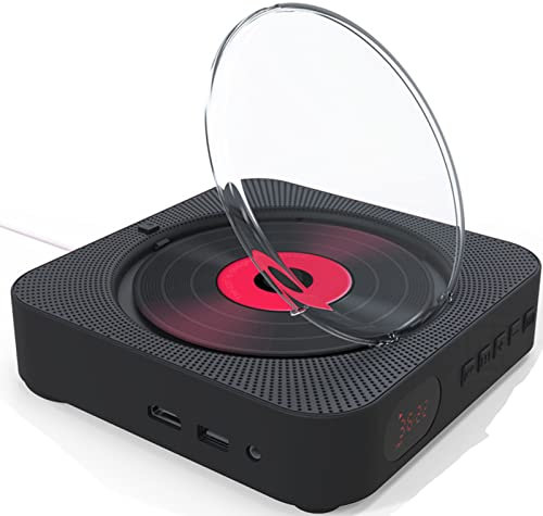 Wall CD Player,Bluetooth Wall Mountable CD Music,Player Home Audio,CD Players for Home, with Remote Control FM Radio, Bluetooth Built-in HiFi Speakers,for Families,Black