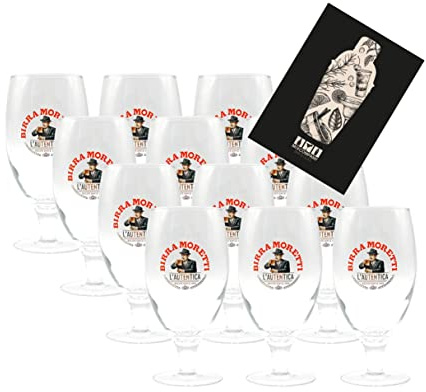 Birra Moretti 12er Set Bierglas 12x Glas Gläser Tulpe mit 0,2L Eichung