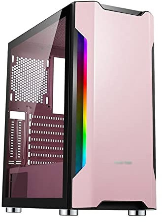 Gaming Case,ATX Mid-Tower PC Gaming Case - Front I/O USB 3.0 Port - Tempered Glass Side Panel - Cable Management System - Water-Cooling Ready,Pink