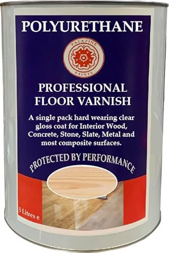 Palatine PaintsProtected By Performance Polyurethane Floor Varnish Clear - Hard wearing floor varnish for wooden flooring (1 Litre)