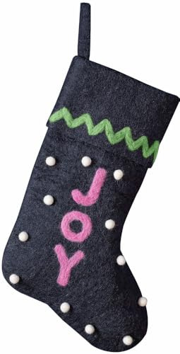 Ginger Ray Christmas Joy Felt & Pom Pom Stocking Hängende Kamin Dekoration