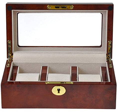 LXMBHAM Uhrenbeweger, Uhrenboxen, Schmuck-Sammelbox, Organizer-Halter, Aufbewahrungsbox für Uhren aus Holz, ideal für die Präsentation von Uhren im Schaufenster Warm as ever