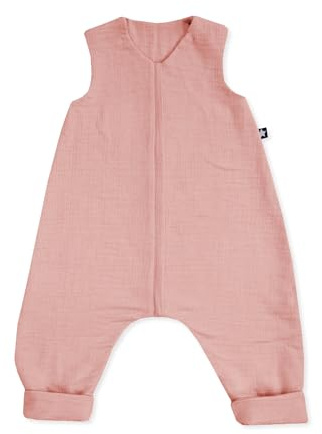 Julius Zöllner Schlafoverall Jumper Musselin 0,5 TOG Gr. 92 | 100% Baumwollmusselin | Oeko-TEX Standard 100 | Dusty Rose