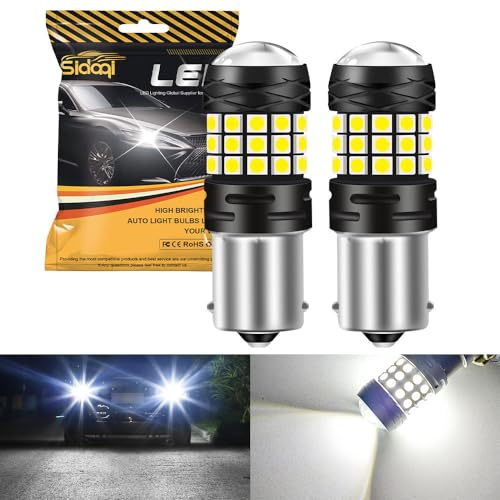 Sidaqi 1156 P21W LED Brake Light Bulb Backup Lights White 12-30V Extremely Bright 21W 42SMD 3030 Chips Ba15s 382 LED Reverse Light Daytime Running Lights-Pack of 2