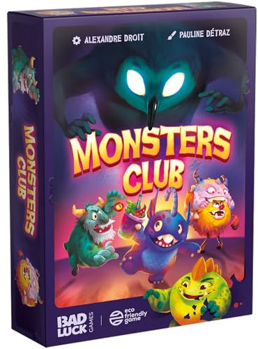 BAD LUCK GAMES Monsters Club – Gesellschaftsspiel – Kartenspiel – Spiel für Familie, Freunde und Kinder ab 7 Jahren – 2 bis 4 Spieler – 15 Minuten – mehrsprachig