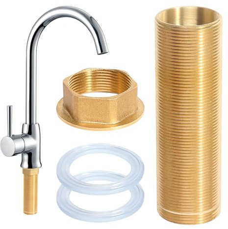 Grifo alargado alto M30 x 10 cm de extensión de tubo roscado, extensión de grifo con tubo roscado, tuercas de vástago de extensión, grifos de pezón, contratuerca para montaje de grifos