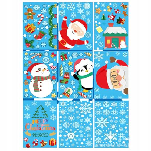 STYLIZER Fensterbild Weihnachten, Selbstklebend Weihnachts Deko, Schneeflocken, Bäumen & mehr, Fenstersticker Wiederverwendbare Weihnachts Fensterdeko ohne Kleber (Schneeflocken Weihnachten)