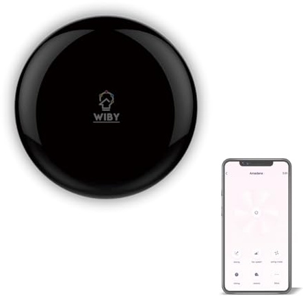 Wiby Telecomando Circolare IR Smart Wi-Fi Universale, 360° | Compatibile con Alexa & Google | App Tuya Smart/Smart Life + IFTTT | Controllo TV, AC, STB