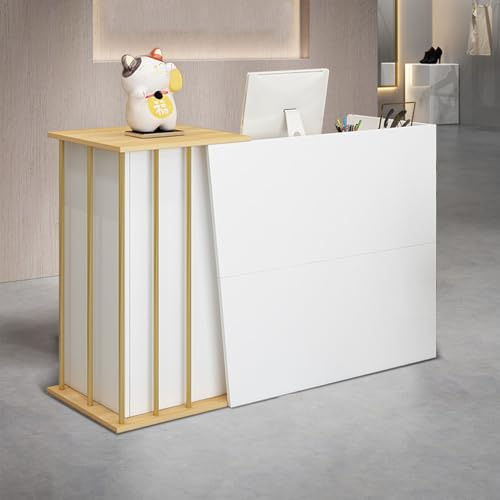 SJMDMZD Comptoir Esthétique en Bois - Accueil Professionnel, Bureau de Réception Bar, Magasin Vêtements 120cm