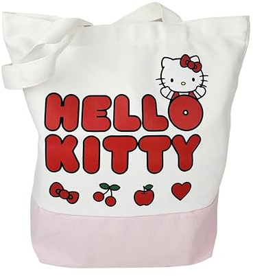 Blueprint Collections Hello Kitty Canvas Tote Bag | Cute Sanrio Shopping Bag | 34 cm x 33.5 cm Kawaii Cotton Tote | Hello Kitty Gifts & Accessories
