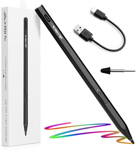 V-Pen Stylus Remarkable Paper Pro Pen Replacement – Rechargeable Digital Pen with Eraser, 4096 Pressure Sensitivity, USI 2.0, Tilt, Palm Rejection & Extra Tip, USB-C Fast Charging, Black
