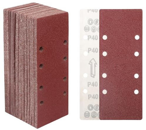 STEBRUAM 40 Grits Sanding Sheets 93 x 230mm Hook and Loop Sandpaper | Sanding Pads Assorted Fit Electric Sander for Polishing Rust Removal 30 Pieces