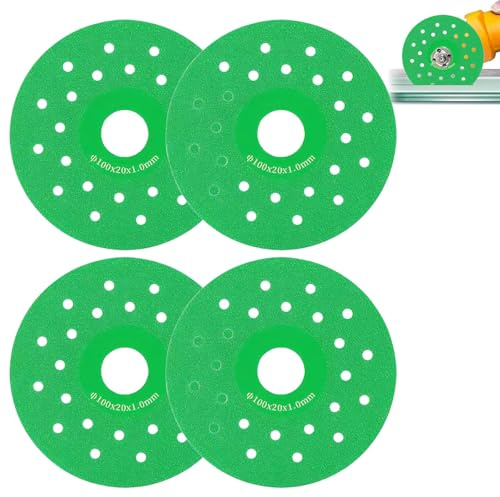 Tile Cutting Disc for Angle Grinder 4 PCS Glass Cutting Disc Rock Slab Grinding Disc Grinding Discs for Angle Grinder 100×20mm Suitable for Rock Slabs Ceramics Glass Marble (Green)