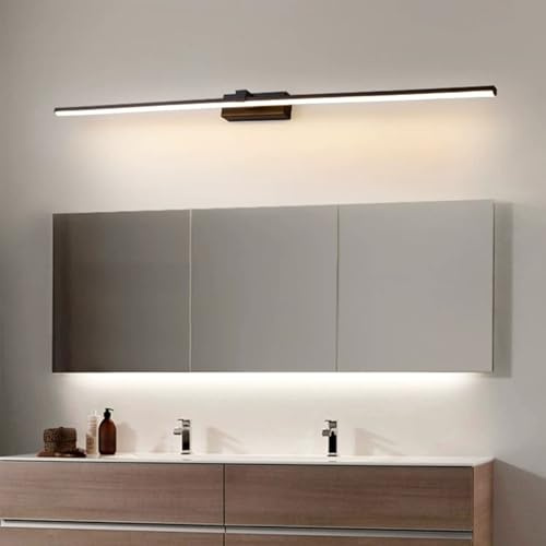 Innen Spiegellampen für Das Bad Wasserdicht Wandbeleuchtung Metall Moderne LED Wandleuchte Rechteck Aluminium Hintergrund Wandlampe FüR Schrank Badezimmer Leseleuchte (Schwarz + Warmes Licht,100cm)