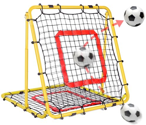 Rebounder für Fußball, 85 * 85cm Volleyball Prellwand mit Verstellbaren Löchern in Verschiedenen Winkeln, Doppellagiges Netz, Geeignet für das Ausübung Verschiedener Ballsportarten