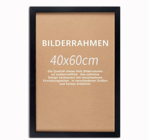 Beutrain 2 Pack Bilderrahmen 40x60 cm Schwarz – MDF Holzrahmen, Moderner Fotorahmen für Wand & Tisch, Rahmen 40x60 für Poster, Fotos & Kunstdrucke, Ideal als Geschenk