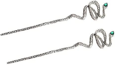 GANAZONO 2pcs Vintage Chinese Snake Hair Chopsticks Alloy Hair Sticks Ancient Silver Forks for Women Traditional Accessories Styling