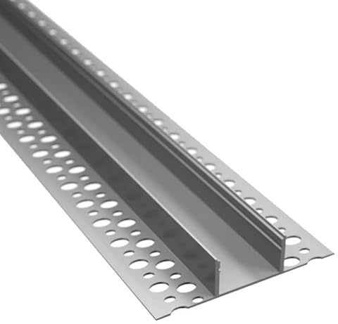 ledomec EINPUTZ-20T Aluminium Einbauprofil für Fliesen & Trockenbau (Rigips) (2m Profil + klarer prisma Abdeckung)