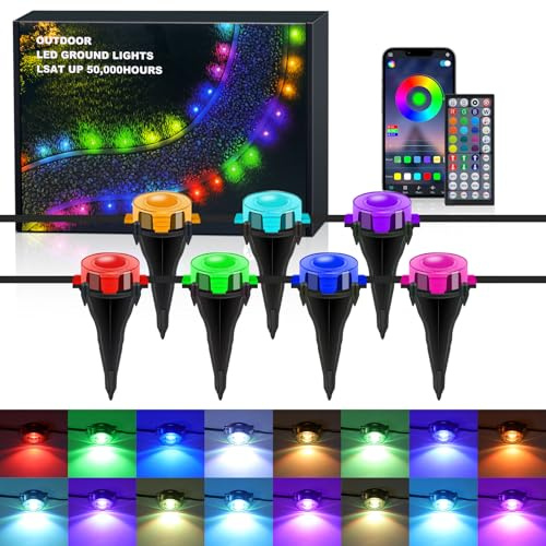 Wisada Bodenstrahler Außen 60M mit 60LEDs, Bluetooth Bunte Lichterkette Außenleuchten, 5 in 1 Smart RGBCCT LED Bodenleuchte, IP68 Wasserdichte Trauflichter für Allerheiligen Weihnachtsdeko