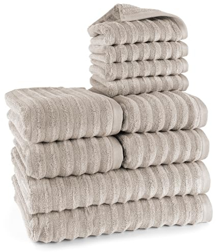Pure Label Handtücher Set 10-TLG 2x70x140 4x50x100 4x30x50 Taupe | Weich, saugstark und pflegeleicht – für ein angenehmes Gefühl jeden Tag
