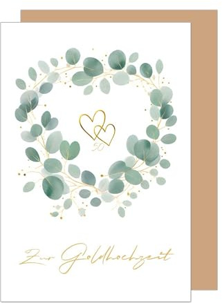 Edition Seidel Premium Glückwunschkarte zur Goldhochzeit mit Goldprägung und Umschlag. Karte zur goldenen Hochzeit Goldhochzeitskarte Grusskarte 50 Jahre GemeinsamkeitenHerzen (HG197 SW025)