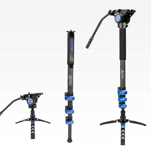 DJ008 Carbon Fiber Monopod for Micro Single SLR Cameras and Video Cameras with Hydraulic Damping Head and Storage Bag