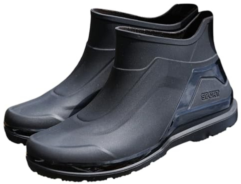 Botas de lluvia cortas para hombre, antideslizantes, impermeables, modernas y cómodas, resistentes a la abrasión, zapatos de trabajo, zapatos de jardín, botas de goma, botas de pesca ligeras, Negro