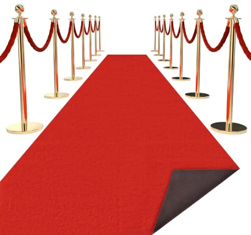 aleawol Roter Teppich Läufer 300 × 90 cm Red Carpet 7 mm Dicke Rutschfester | mit Gummirücken VIP Event Rot Teppich Extra Dick für Hochzeit Weihnachten Erntedankfest Outdoor Zubehör Hochzeit Party Flur
