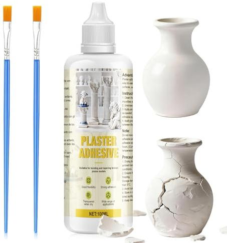 WEILAOK Kleber für Gips,Gipsfiguren Kleber, Plâtre Réparations Platre,100ml | Trocken und Transparent, Milchig Weiß, Keramik Klebers Extra Stark Wasserfest, Keramikkleber pour Figurines et Statues