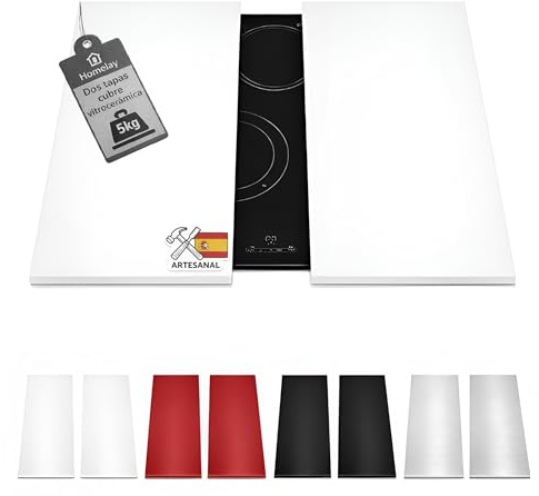 HOMELAY Tapa para vitrocerámica. Tapa cocina inducción (No GAS). 55 x 33 x 2,5 cm. Muy resistente. Hecho en España. Protector de vitroceramica, cubrevitroceramicas (2, Blanco)