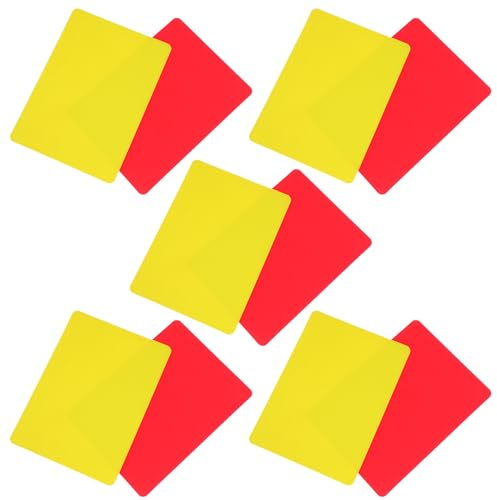 DOITOOL Lot de 10 Set de Cartes D'arbitre Football en PVC Standard, 5 Cartons Rouges et 5 Cartons Jaunes, Format Compact Portable pour Matchs et Entraînements Sportifs