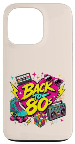 Back to 80s Nostalgia Roller Skate Boombox Cassette Tape Années 80 Coque pour iPhone 13 Pro