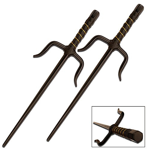 MASTER USA Martial Arts Training Sais, 15 Inch Length, Stainless Steel Blades, Wrapped Handle, Black, Practice, Cosplay, Pack of 2