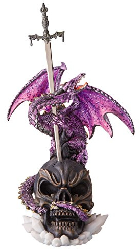 Design Toscano QS292685 Grausamer Säbel Gothik Drachen-Statue, Resin, bunt, 15 x 12.5 x 30.5 cm