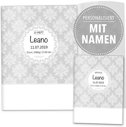 OLGS U-Heft und Impfpasshüllen 3-teiliges Set | Black & White | Hüllen für den Untersuchungsheft und Impfpass | Geschenk personalisierbar mit Namen (Uhefthülle, Impfpasshülle, personalisiert)