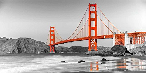 Feeling at home LEINWANDDRUCK im SCHATTENFUGENRAHMEN Golden Gate Bridge, San Francisco Anonymous - Küsten horizontal Kunstbilder im Holzrahmen cm_84_X_171