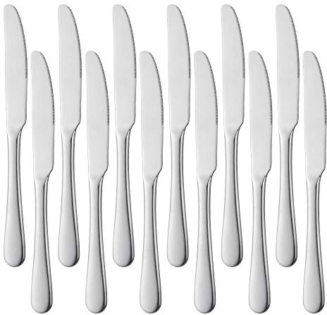 Meisha Tafelmesser, 12-teilige Edelstahl Abendessen Messer, Buttermesser, Abendessen Messer Set Tischmesser Besteck Set, Spiegel poliert, ideal für zu Hause, Küche - 8,9 Zoll, Silber