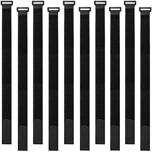 Aiqeer 30 Stück 40 cm Schwarz Klett Kabelbinder Set, Multifunktional Klettbänder, Wiederverwendbare Klettband, kabelklett klettbinder