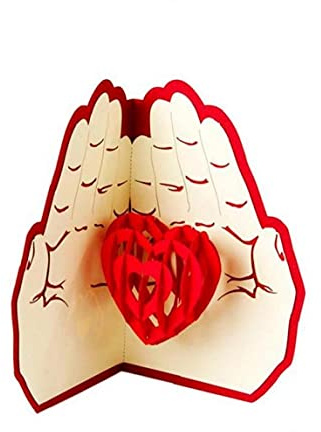 TOSSPER 3D-pop-up-Karten Hohle Hand-Herz-Geschenk-Karte Für Jahrestag Baby-Geburtstag Der Mutter Vatertag Danksagung
