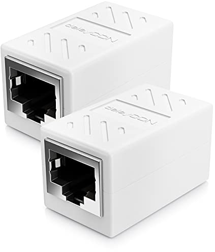 deleyCON 2x CAT6 Accoppiatore Cavi di Rete Cavo Patch Cavo Ethernet Adattatore Componibile Schermato 2x Presa RJ45 DSL LAN Bianco