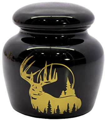 eSplanade - Mini urne funéraire en métal | Urne funéraire de Petite Taille pour conteneur de Cendres de crémation, Bocal, Pot (Noir) (Black)