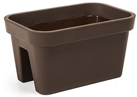Gordanluk Railing/Terrace Flower Box Balcony Flower Pot Planter Herb Home Garden Balcony Patio Garden Hanging Outdoor Window Pot Railing planter flower crown (29cm, Brown)