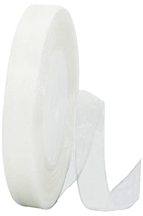 45m Organzaband Weiß 15mm Breit Chiffo Geschenkband,Transparentes Organza Bänder Chiffonband Schleifenband Dekoband Geschenkverpackung Deko Band Tüllband für Weihnachten Hochzeit Taufe Geburtstag
