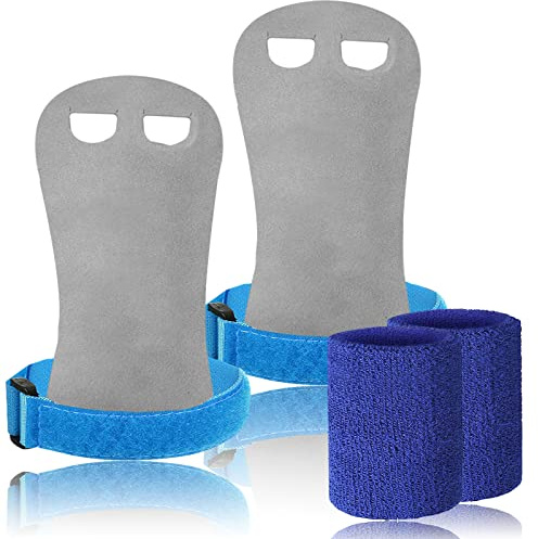 Ensemble de bracelets de gymnastique pour filles, jeunes enfants, poignées de barre de protection de la paume pour kettlebell, sport, tennis, entraînement, yoga, athlétisme (taille L, bleu)