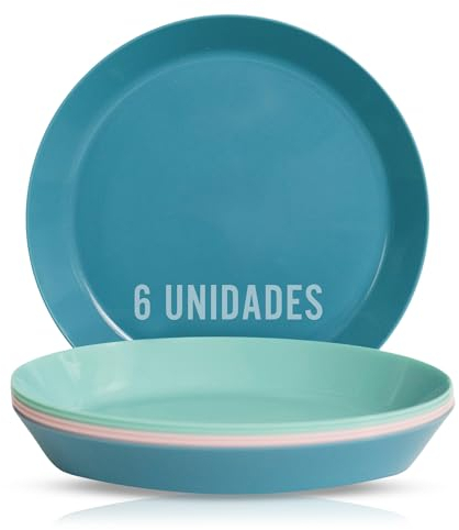 Mypicompany. Confezione Da 6 Piatti Plastica Rigida Lavabili In Tonalità Pastello, Piatti Campeggio Per Feste Adatte Per Forno a Microonde e Lavastoviglie, Piatti Plastica Rigida per Piscina