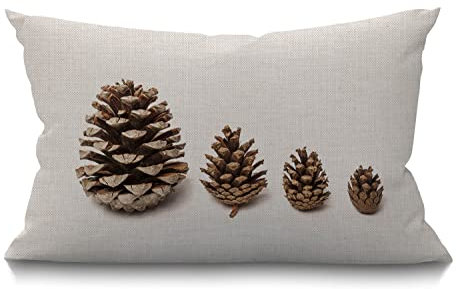 BGBDEIA Pinecones,Funda de cojín lumbar de 30x50 cm, 12x20 pulgadas, decoración para dormitorio, sala de estar, cono de pino perenne, plantas de coníferas, color marrón, rectangular, para cama, sofá