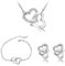 Schmuckset Silber 925 Damen Glanz Kristall Herzform Kette Halskette Ohrringe Armband Schmuck Sets Geschenke für Frauen