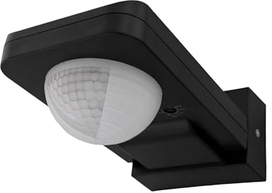 Ledvion - Motion Detector Black, Surface-mounted detector Whitetwilight sWhitech, Ceiling mounting, IP65, Light control 360°, Working range 20m, Built-in Light Sensor